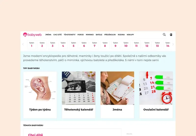 Homepage webu babyweb.cz