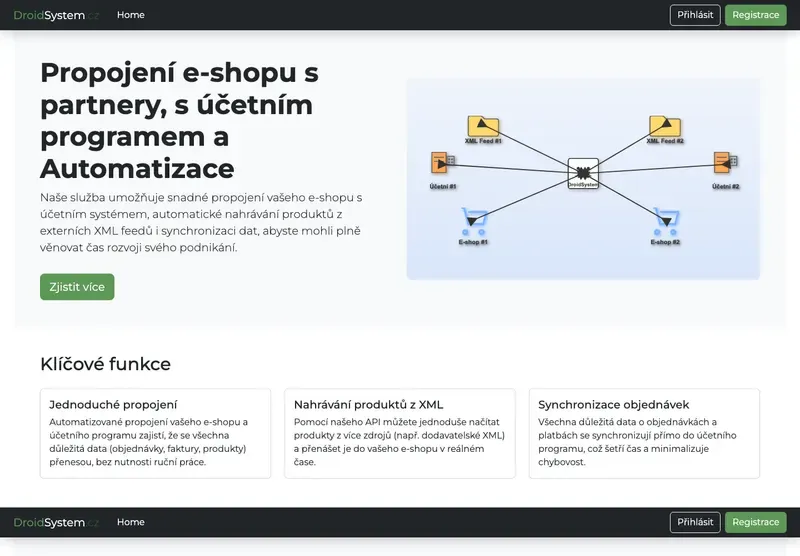 Homepage webu droidsystem.cz