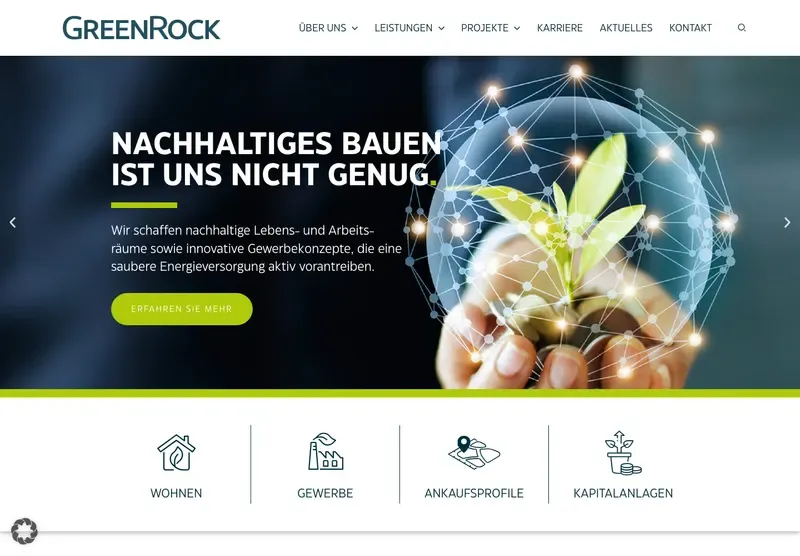 Homepage webu greenrock.eu
