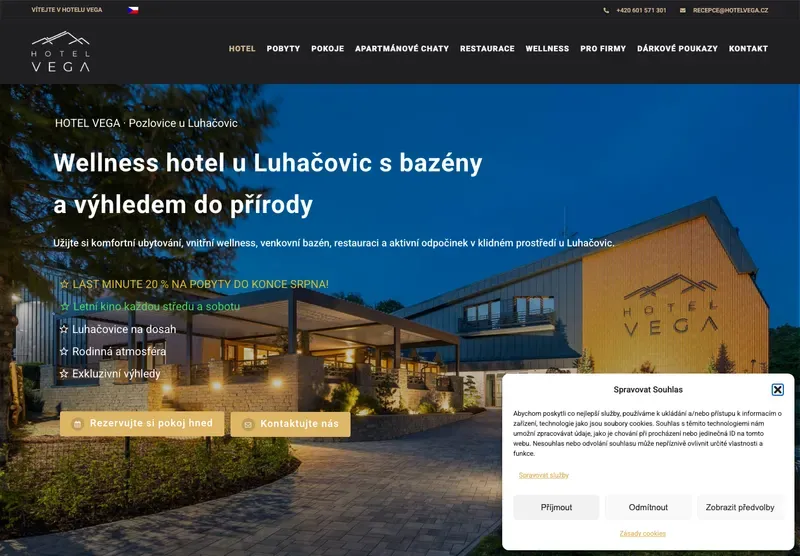 Homepage webu hotelvega.cz