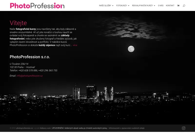 Homepage webu photoprofession.cz