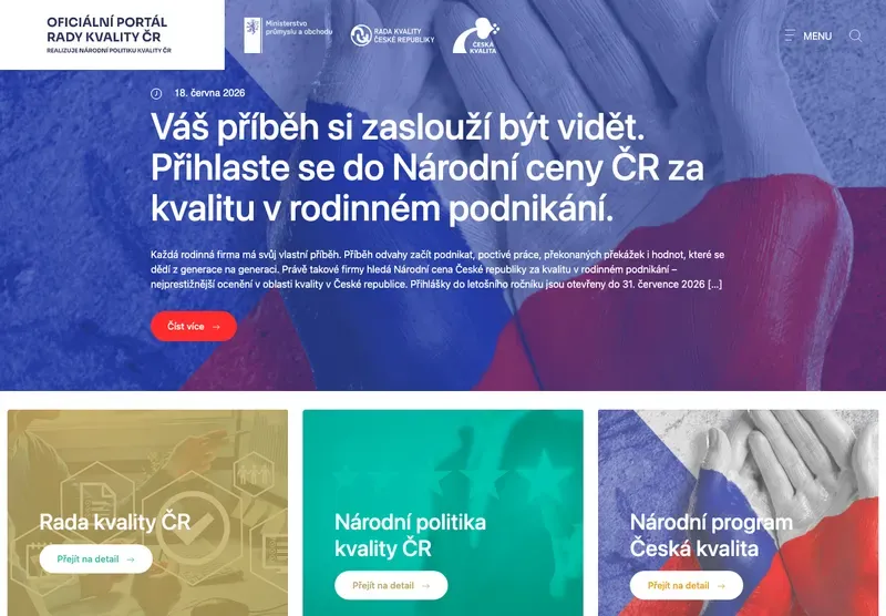 Homepage webu portalkvality.gov.cz