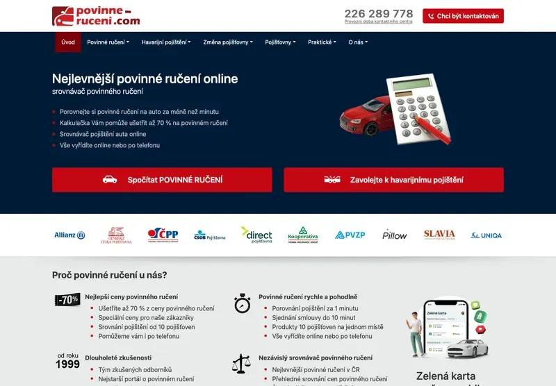 Homepage webu povinne-ruceni.com