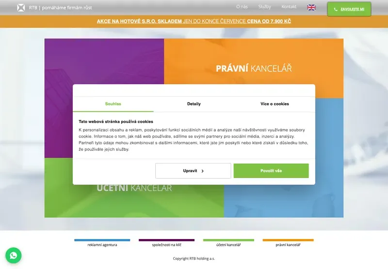 Homepage webu rtbholding.cz