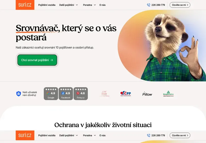 Homepage webu suri.cz
