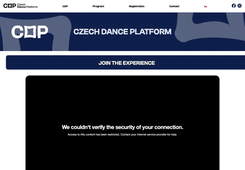 Homepage webu tanecniplatforma.cz
