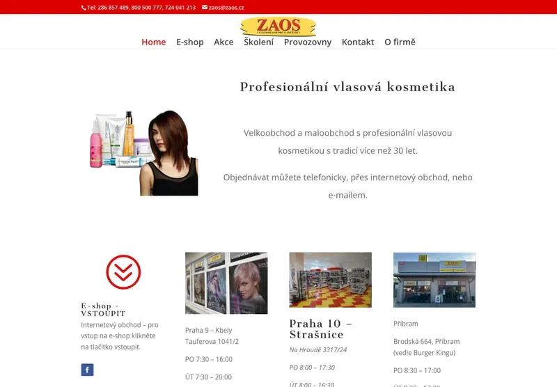 Homepage webu zaos.cz