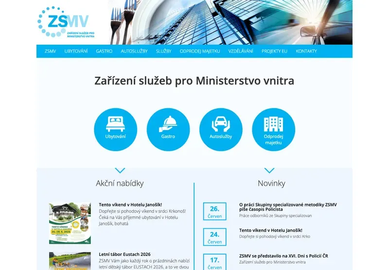 Homepage webu zsmv.cz