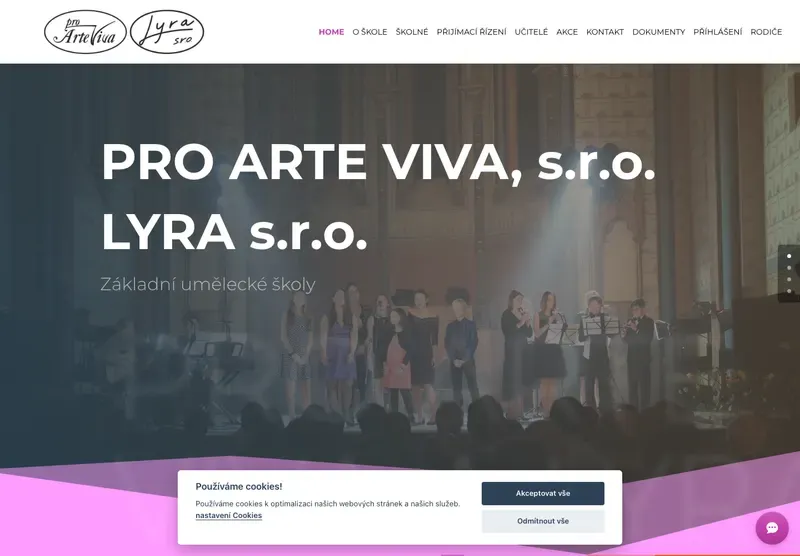 Homepage webu zusproarteviva.cz